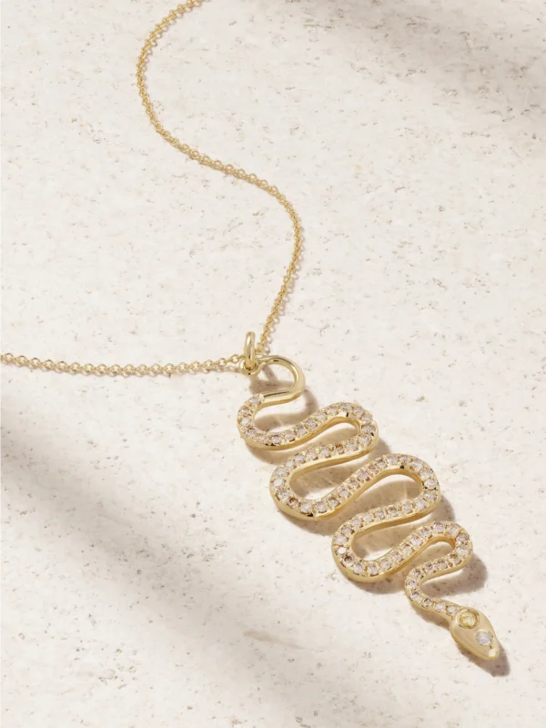 Ileana Makri Black Mamba 18-karat Gold Diamond Necklace