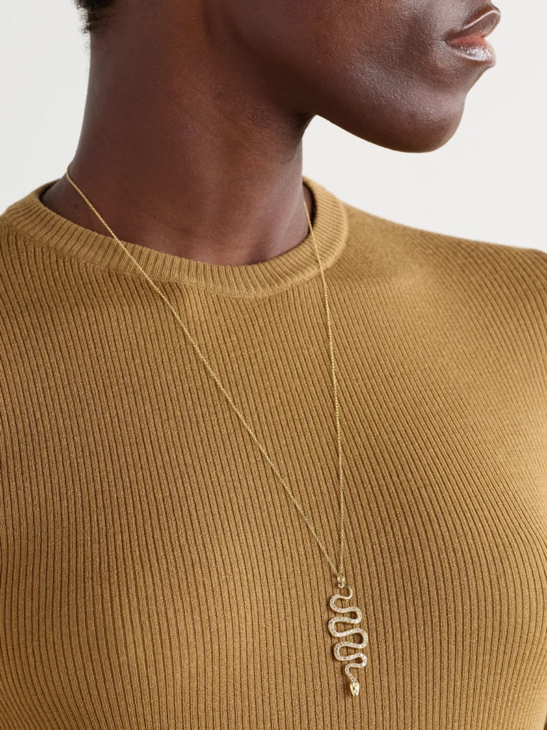 Ileana Makri Black Mamba 18-karat Gold Diamond Necklace