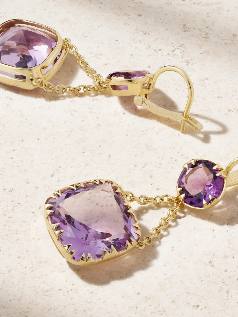 Back view of the Ileana Makri Crown 18-karat Gold Amethyst Earrings