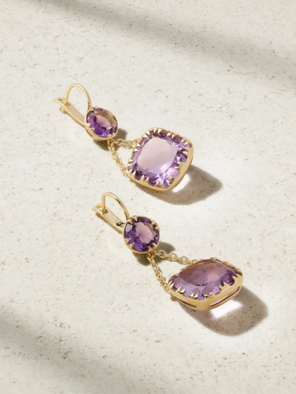 Ileana Makri Crown 18-karat Gold Amethyst Earrings
