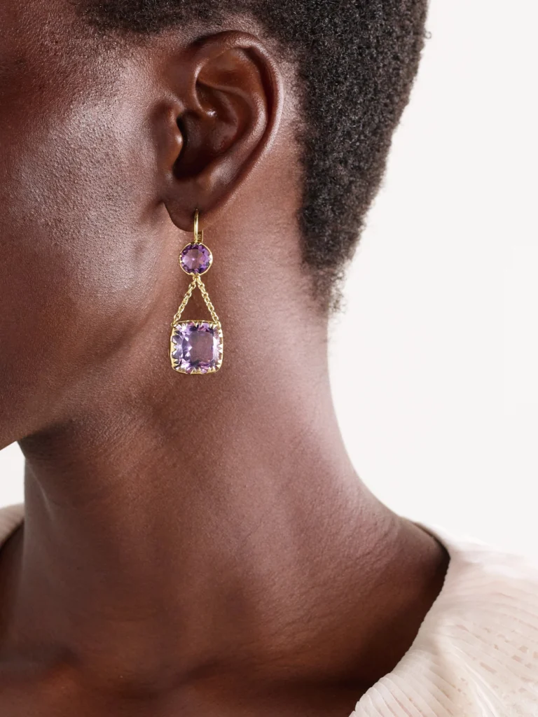 Ileana Makri Crown 18-karat Gold Amethyst Earrings