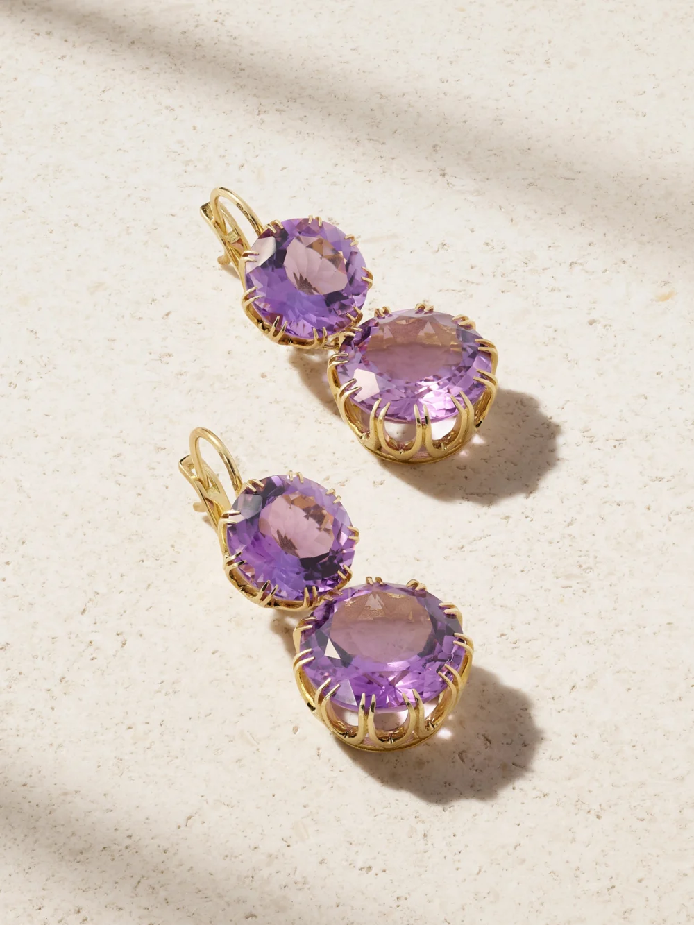 Ileana Makri Double Crown 18-karat Gold Amethyst Earrings