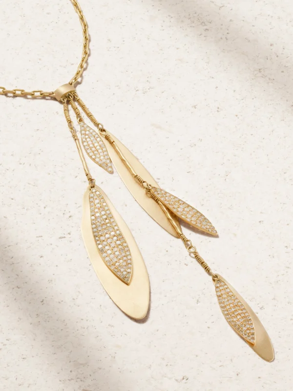 Ileana Makri Falling Leaves 18-karat Gold Diamond Necklace