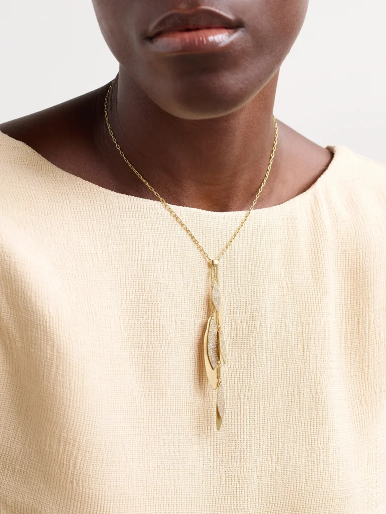 Ileana Makri Falling Leaves 18-karat Gold Diamond Necklace