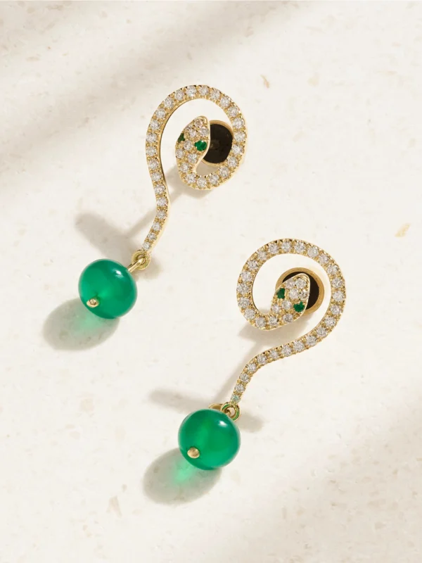 Ileana Makri Serpent Coil 18-karat Gold Multi-stone Earrings
