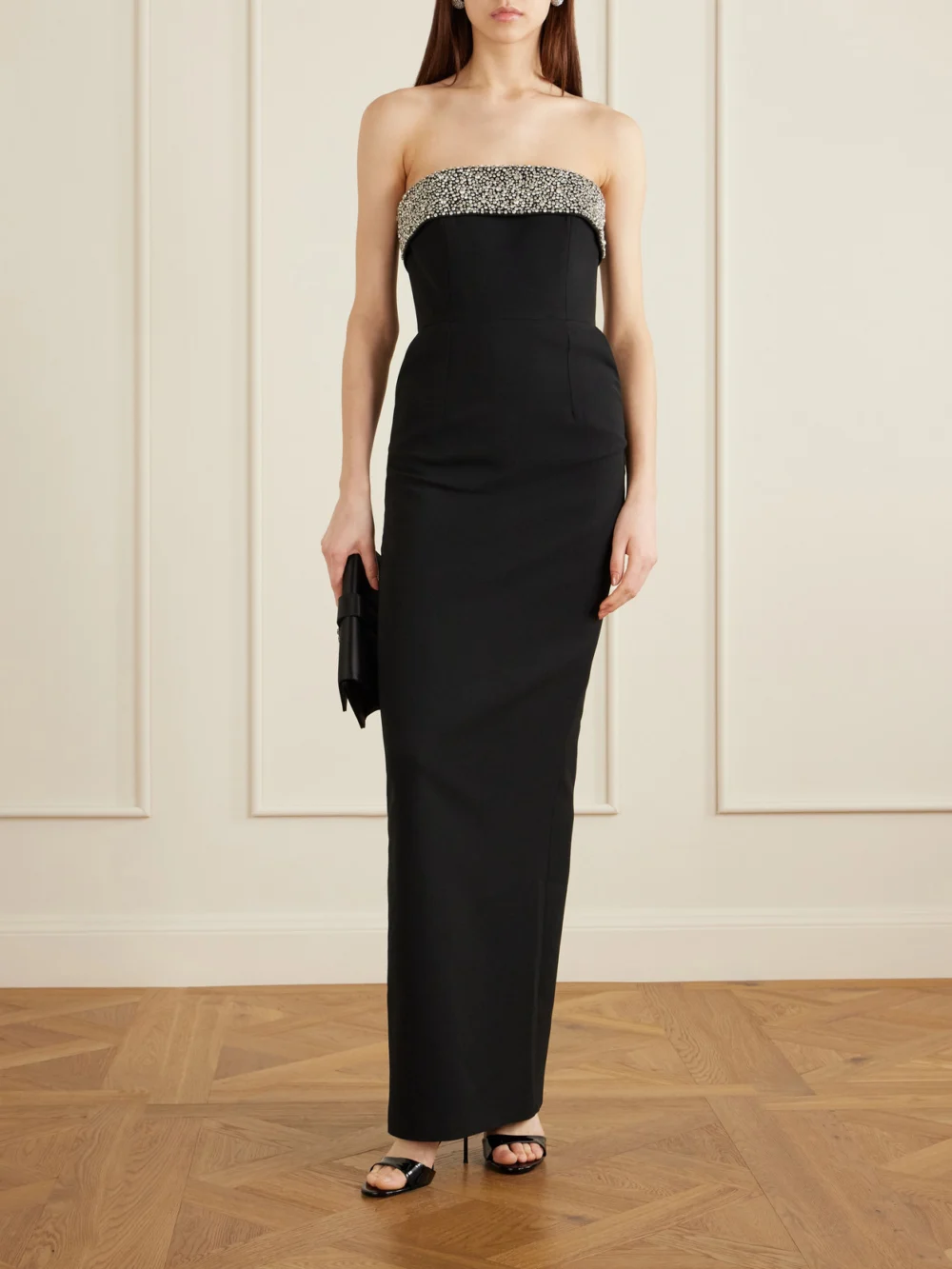 Ilkyaz Ozel Crystal-embellished Crepe Gown, worn by a model