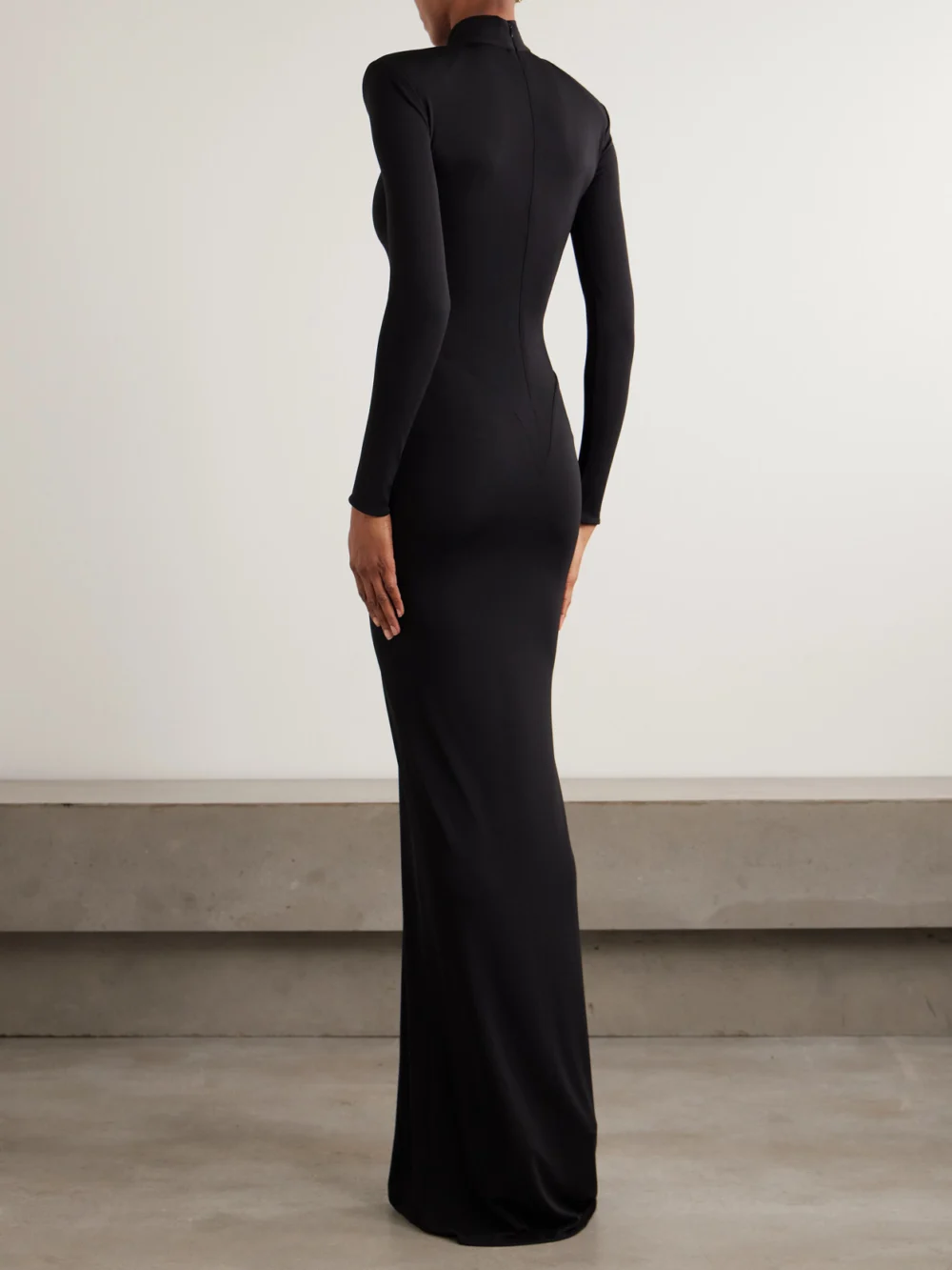 Back view of the Ilkyaz Ozel Darja Draped Stretch-jersey Gown