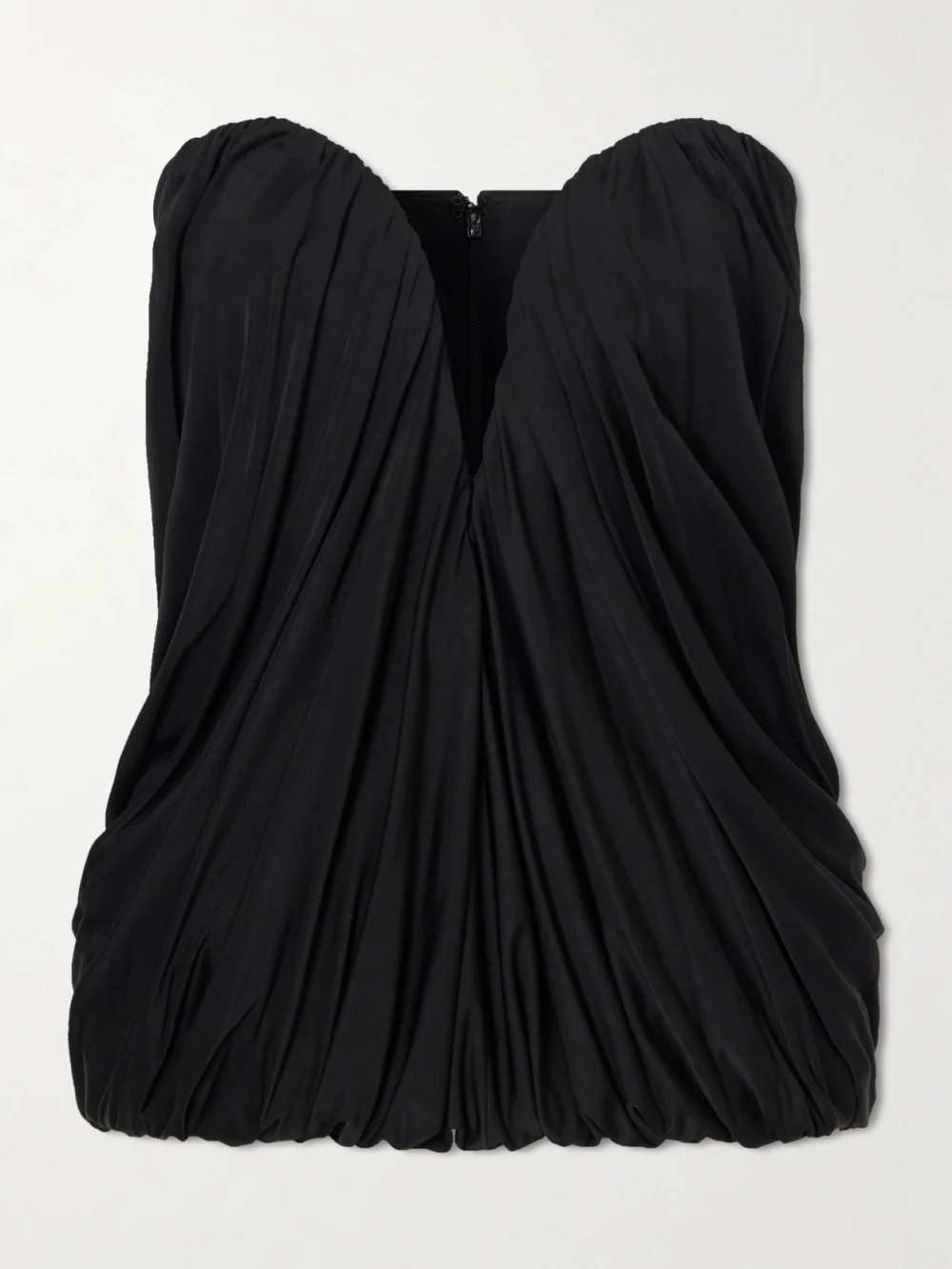 Ilkyaz Ozel Olivienne Draped Satin Bustier Top in black