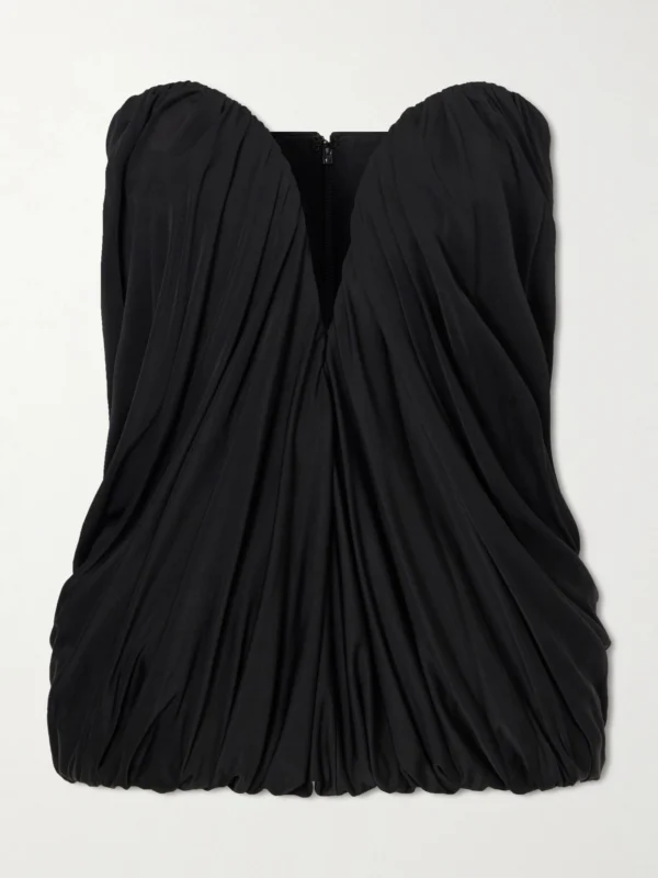 Ilkyaz Ozel Olivienne Draped Satin Bustier Top