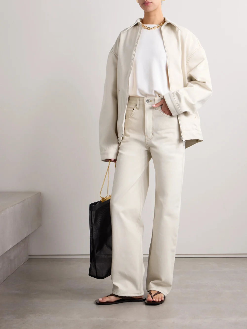 Interior The Ty High-rise Wide-leg Jeans, worn by a model