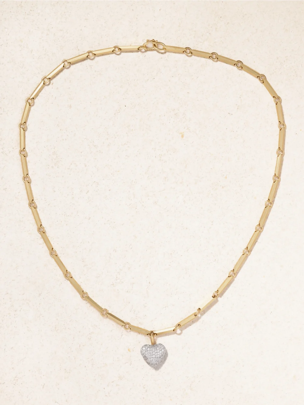 Close-up detail of the Irene Neuwirth 18-karat Yellow and White Gold Diamond Necklace