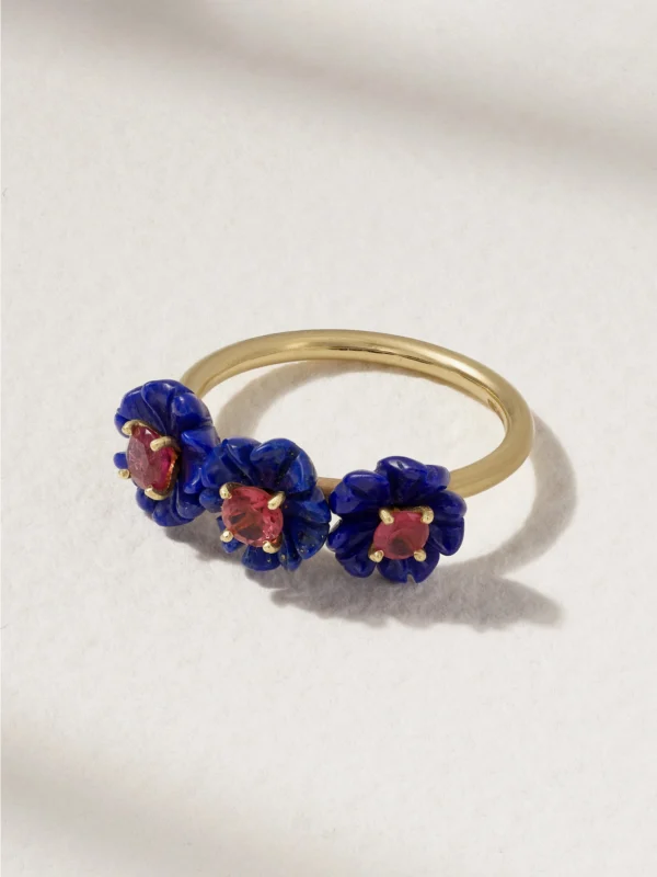 Irene Neuwirth Botanical 18-karat, Lapis Lazuli and Tourmaline Ring