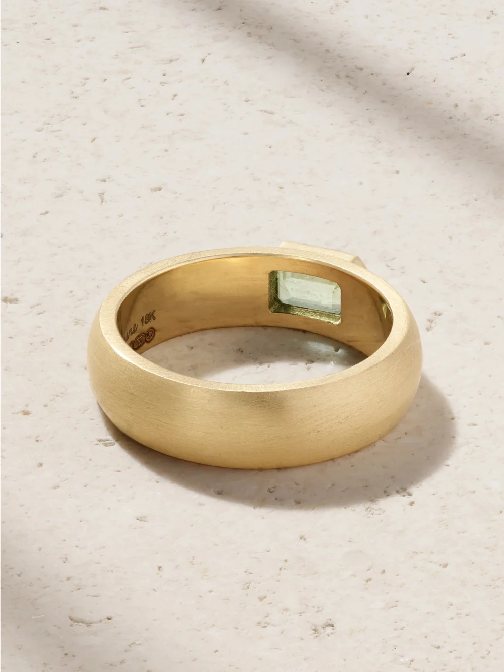 Back view of the Irene Neuwirth Gem Drop 18-karat Gold Emerald Ring