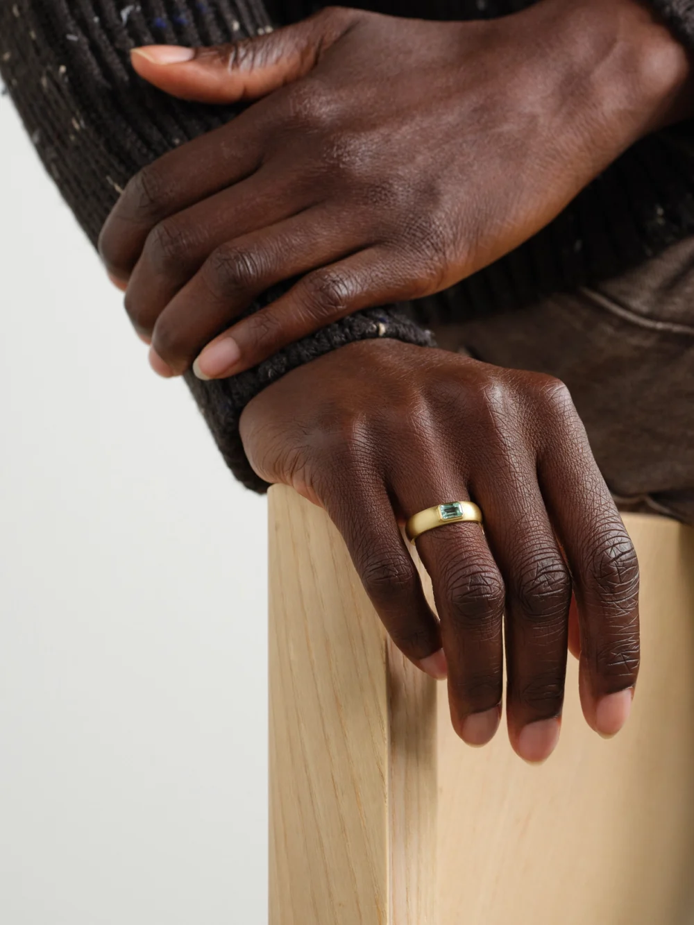 Irene Neuwirth Gem Drop 18-karat Gold Emerald Ring, styled view