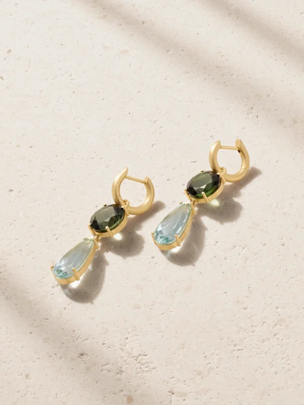 Irene Neuwirth Gemmy Gem 18-karat Gold, Aquamarine and Tourmaline Earrings