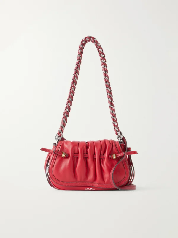 Isabel Marant Bolton Embellished Gathered Leather Shoulder Bag