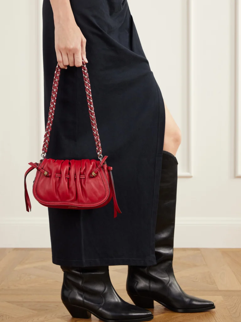 Isabel Marant Bolton Embellished Gathered Leather Shoulder Bag