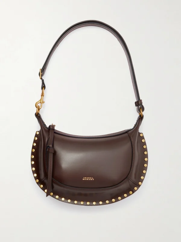 Isabel Marant Oskan Moon Studded Leather Shoulder Bag