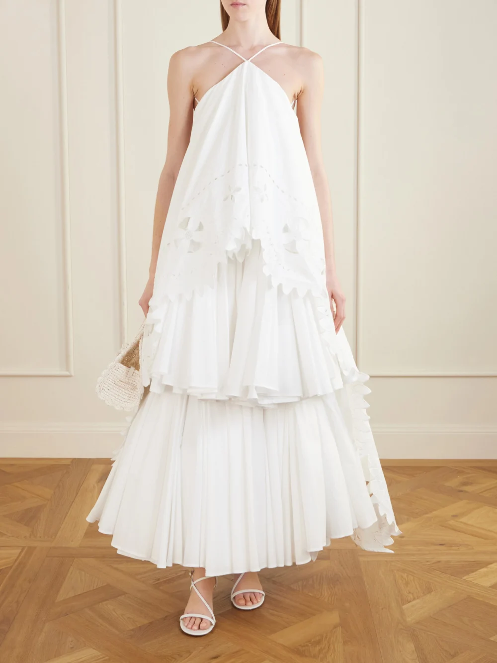 Jacquemus La Robe Provençale Embroidered Cotton Maxi Dress, worn by a model