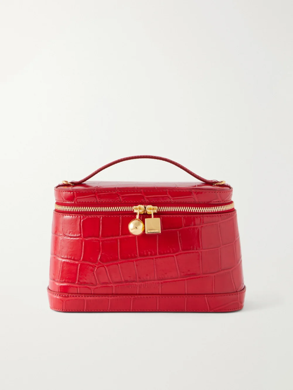 Jacquemus Le Petit Vanity Croc-effect Leather Top-handle Bag in red