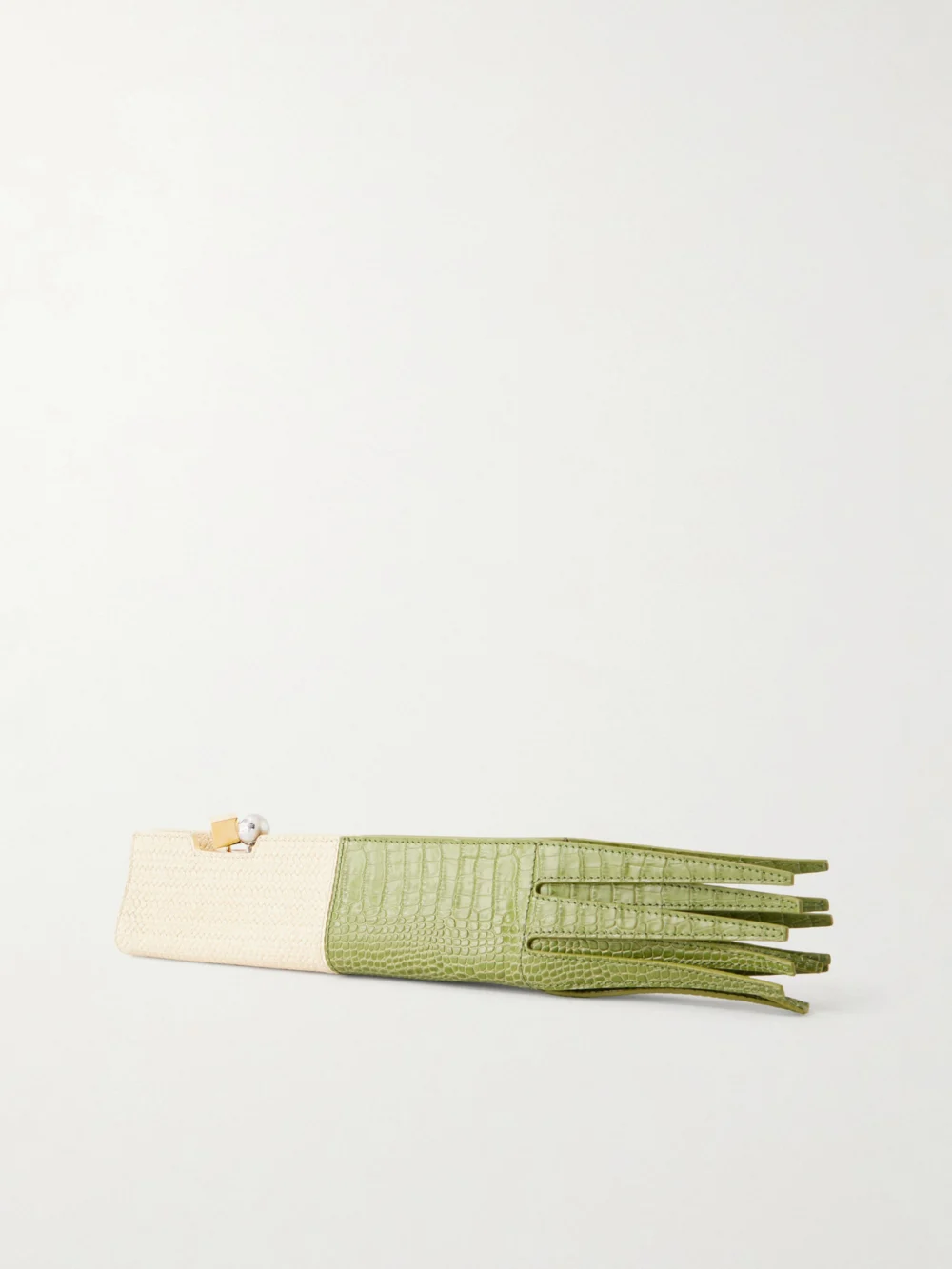 Back view of the Jacquemus Poireau Fringed Textured-leather Clutch