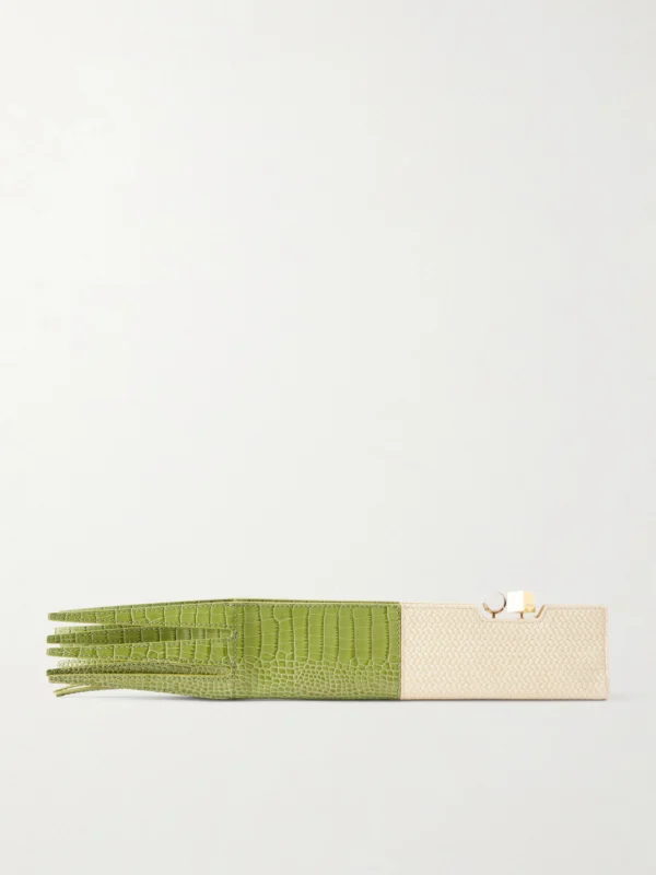 Jacquemus Poireau Fringed Textured-leather Clutch