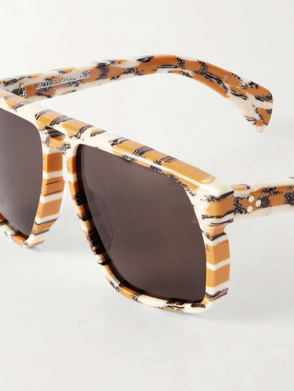 Close-up detail of the Jacques Marie Mage Neptune Aviator-style Acetate Sunglasses