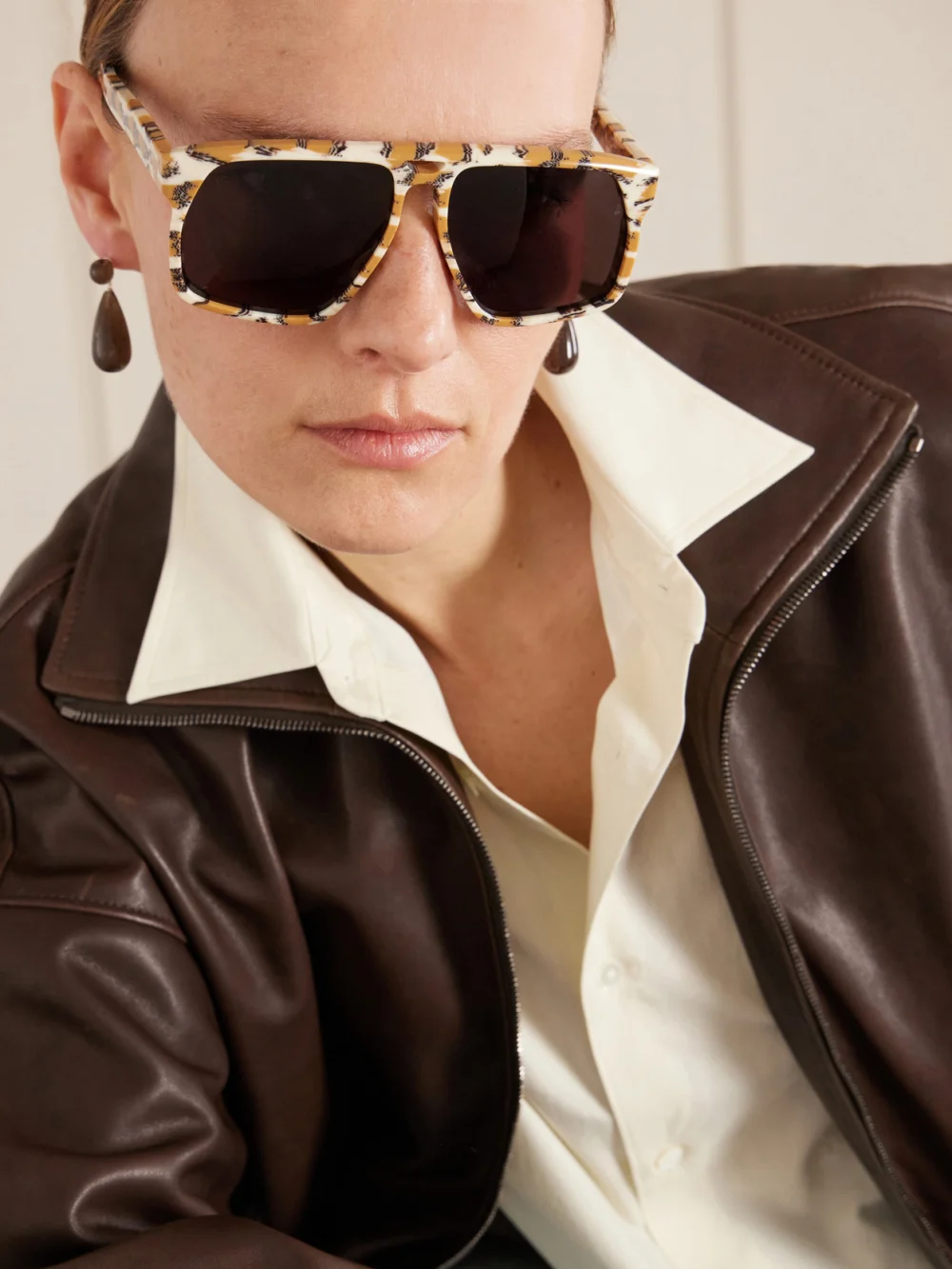 Jacques Marie Mage Neptune Aviator-style Acetate Sunglasses, styled view