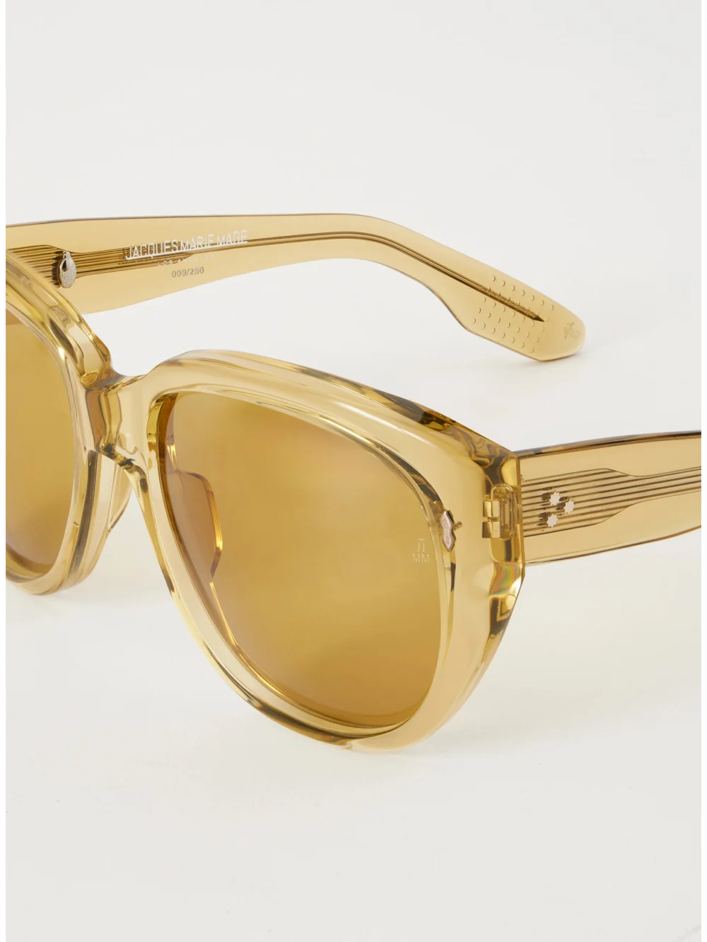 Close-up detail of the Jacques Marie Mage Roxy Oversized Round-frame Acetate Sunglasses