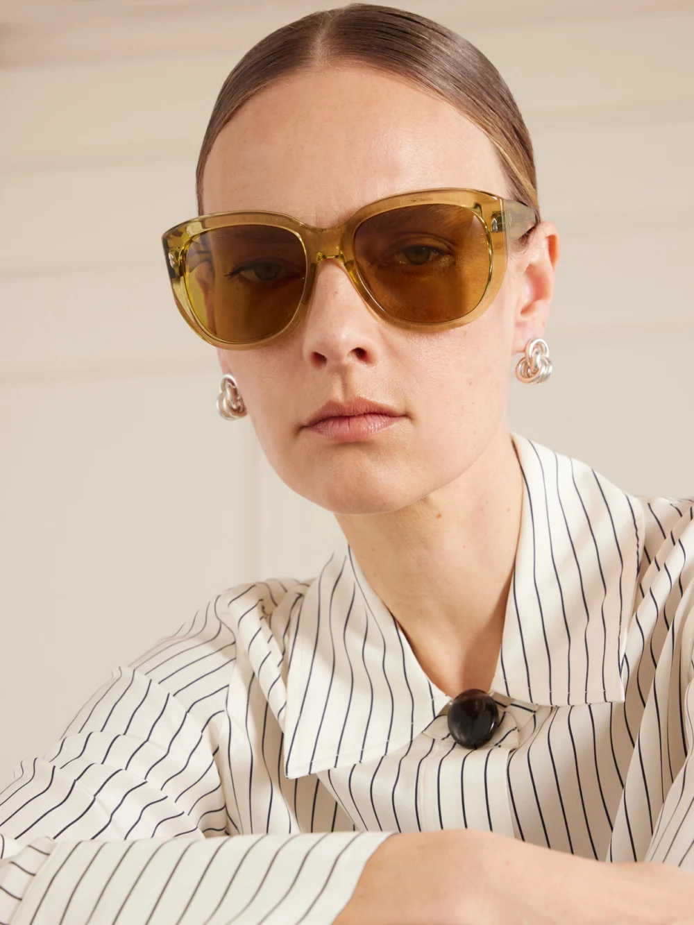 Jacques Marie Mage Roxy Oversized Round-frame Acetate Sunglasses, styled view