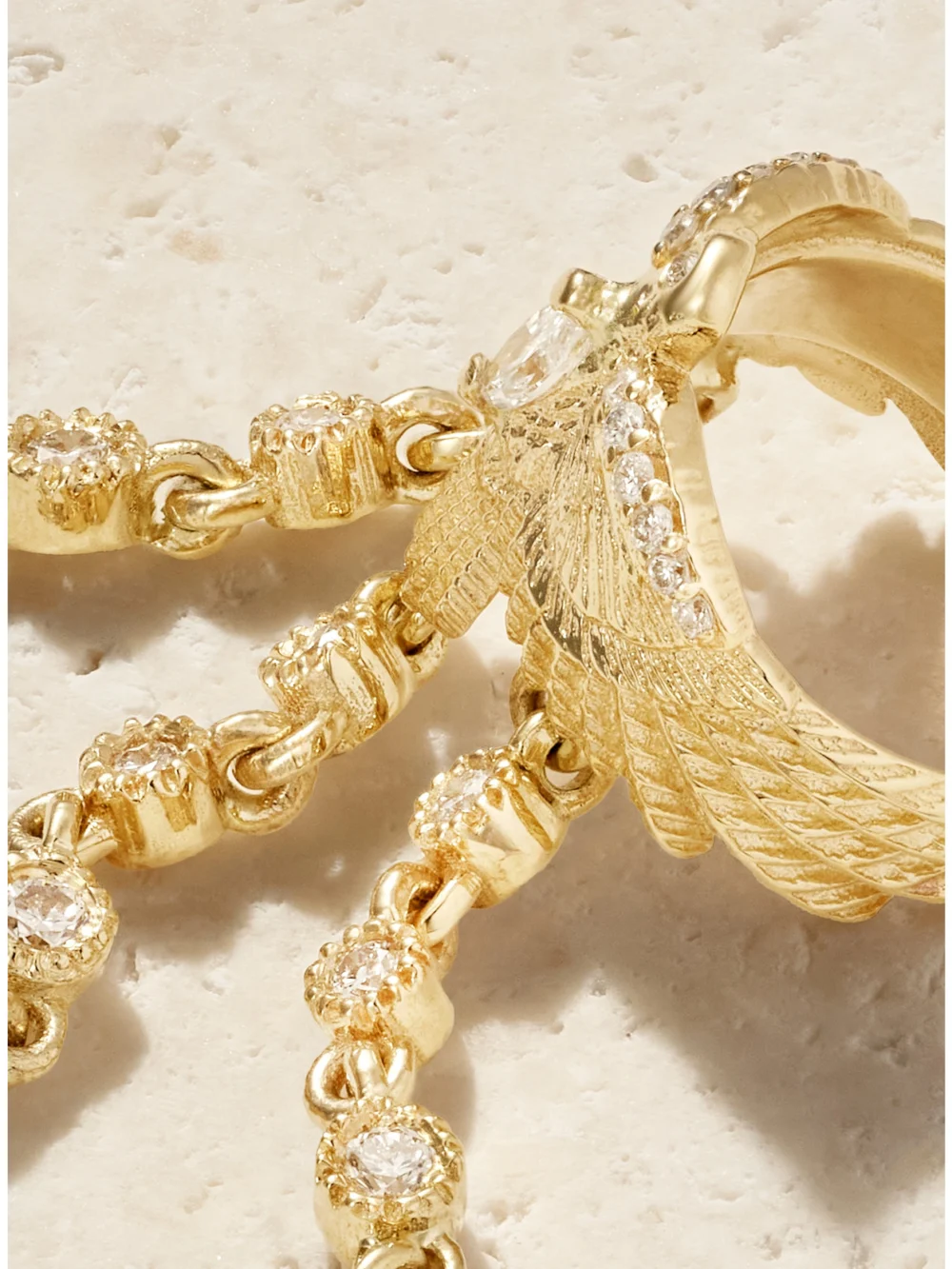 Close-up detail of the Jacquie Aiche 14-karat Gold Diamond Ear Cuff