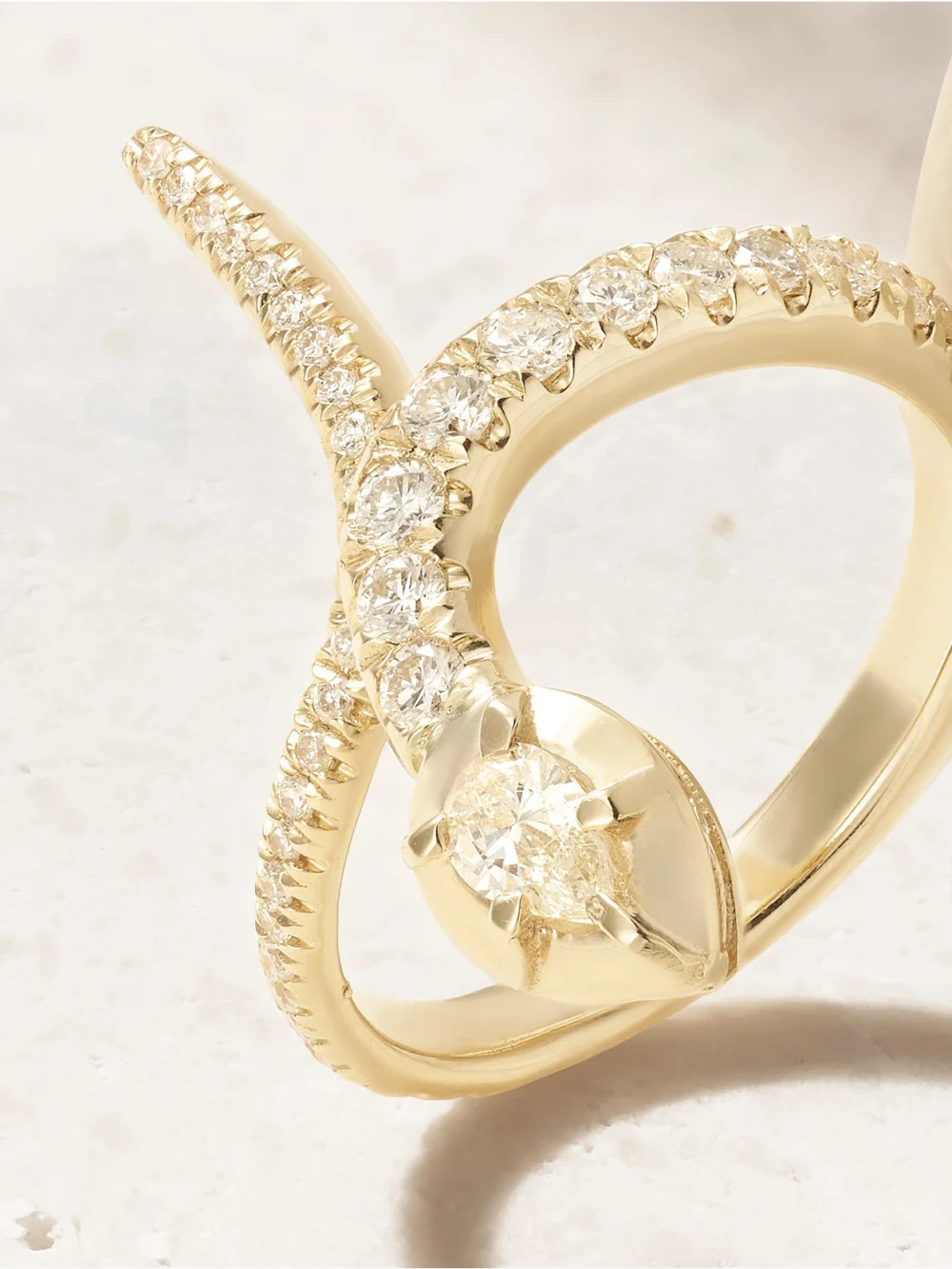 Close-up detail of the Jacquie Aiche Sophia 14-karat Gold Diamond Ring