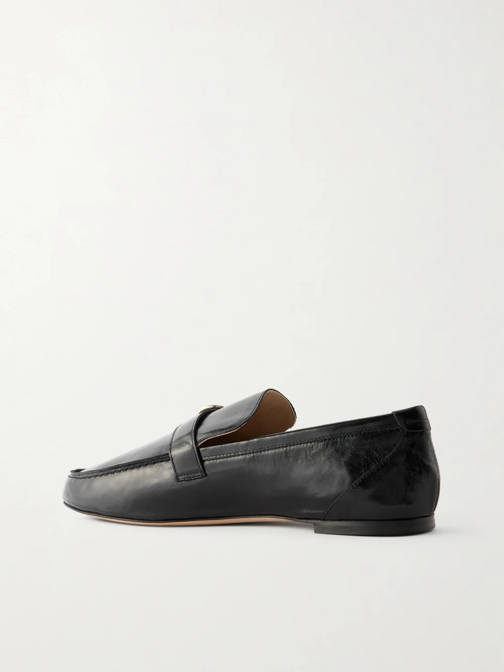 Back view of the Jamie Haller Buckled Glossed-leather Loafers