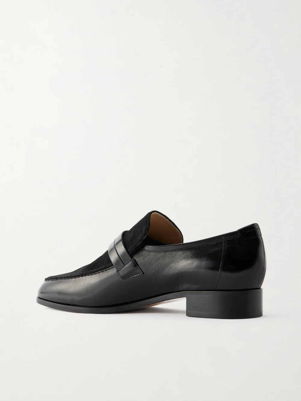 Back view of the Jamie Haller Mod Calf Hair and Glossed-leather Loafers