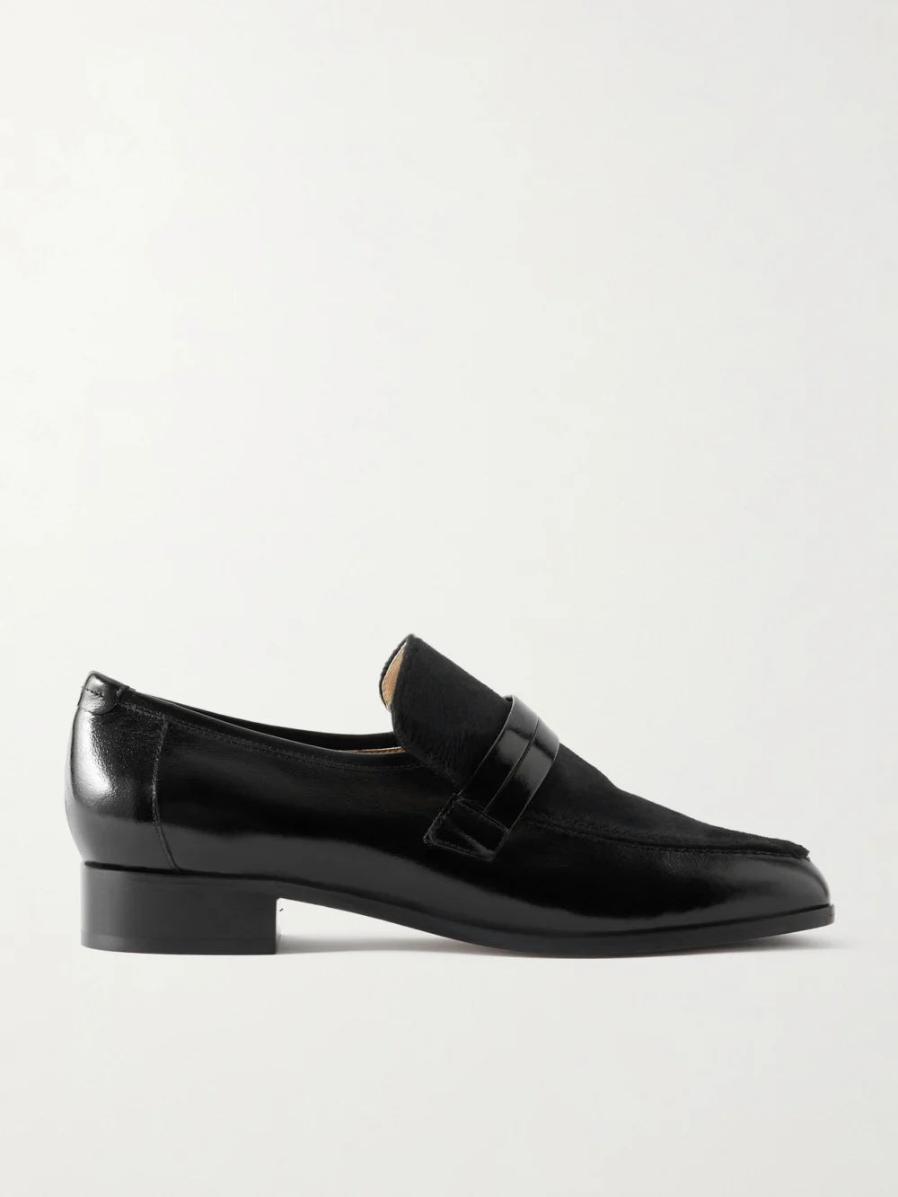 Jamie Haller Mod Calf Hair and Glossed-leather Loafers in black