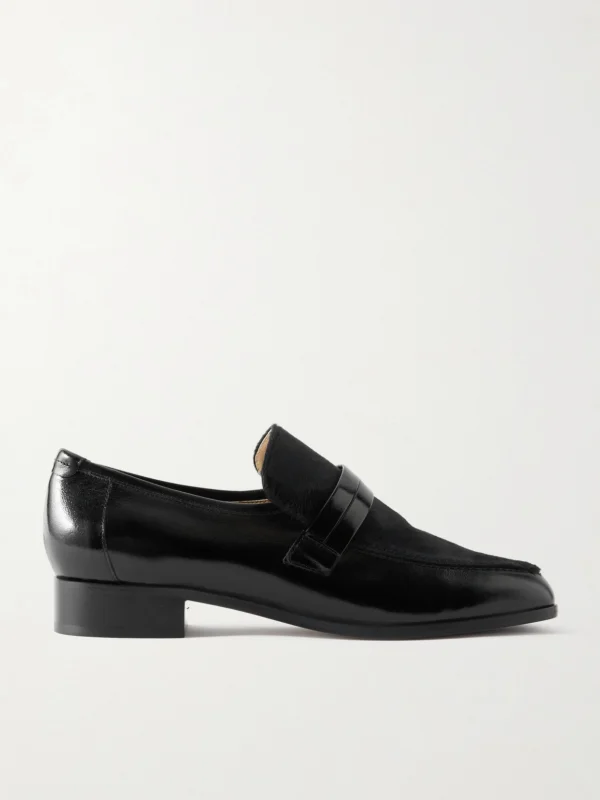 Jamie Haller Mod Calf Hair and Glossed-leather Loafers