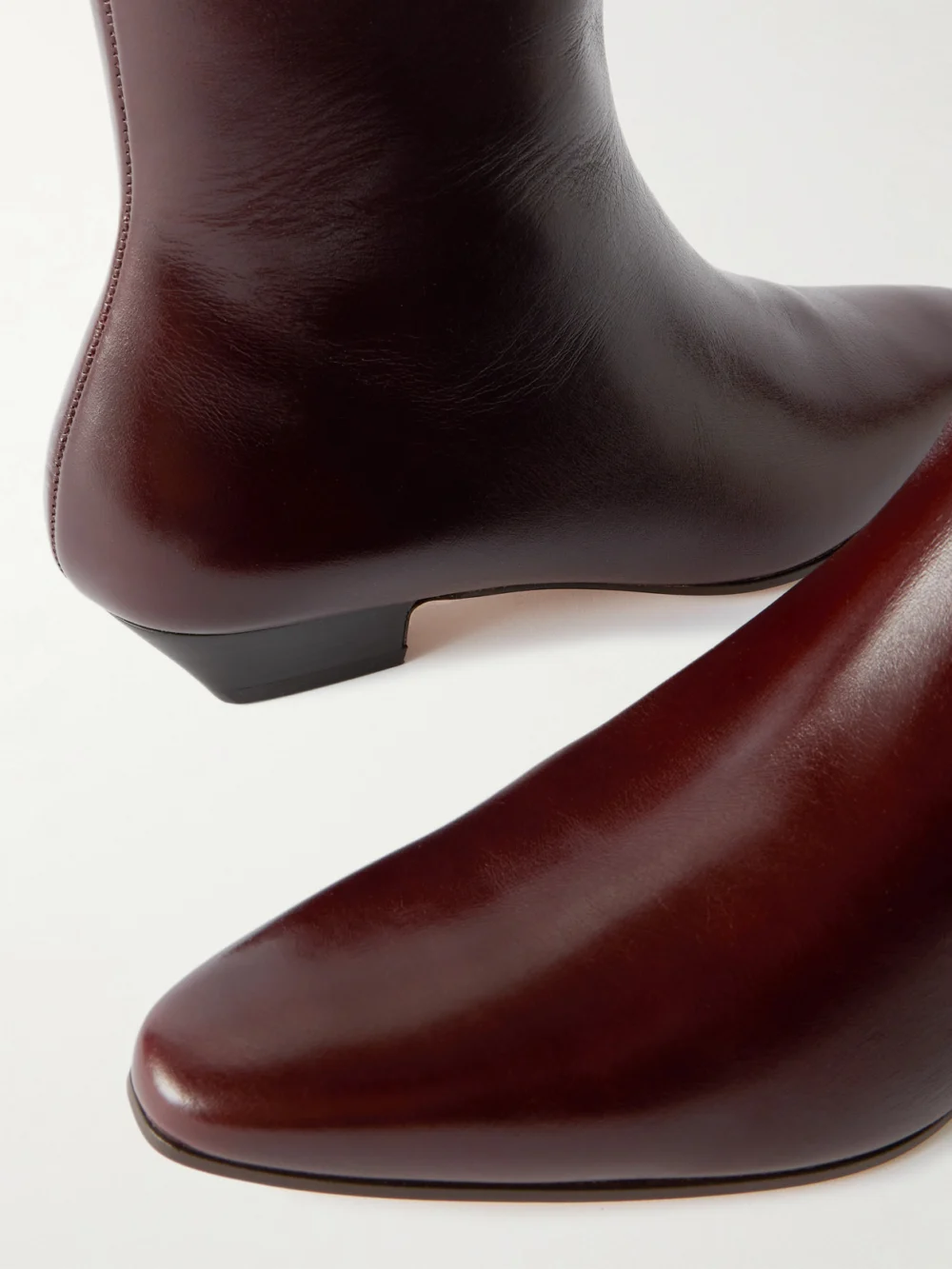 Close-up detail of the Jamie Haller The Lennon Leather Ankle Boots