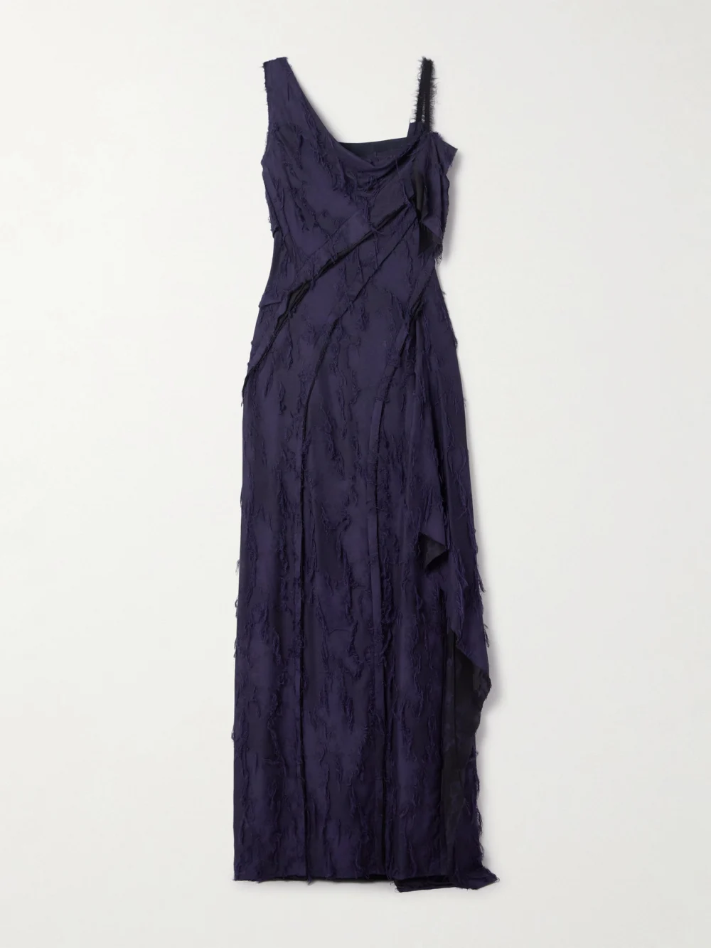 Jason Wu Collection Asymmetric Fil Coupé Woven Maxi Dress in navy