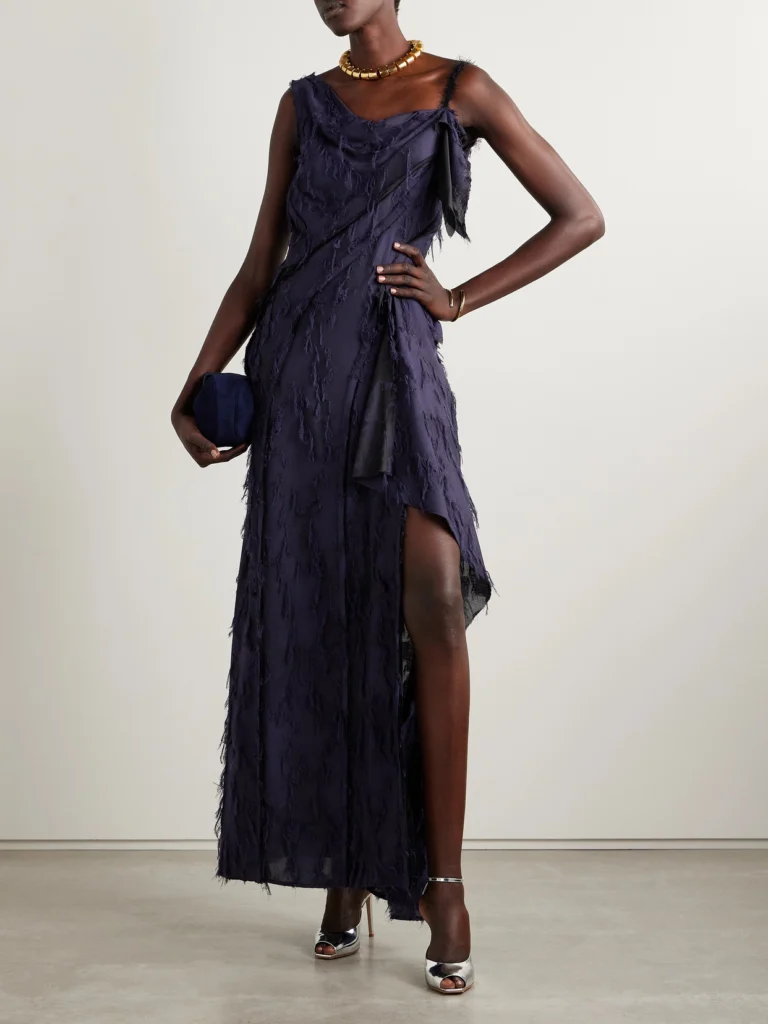 Jason Wu Collection Asymmetric Fil Coupé Woven Maxi Dress