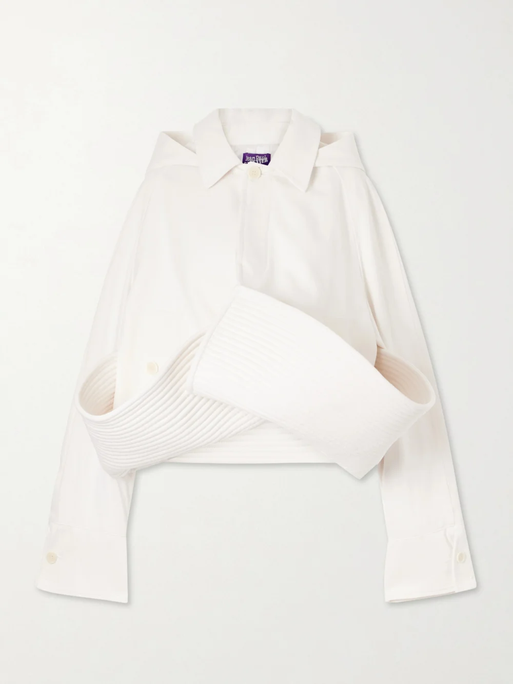 Jean Paul Gaultier Bob Marine Hooded Folded Denim Jacket in white