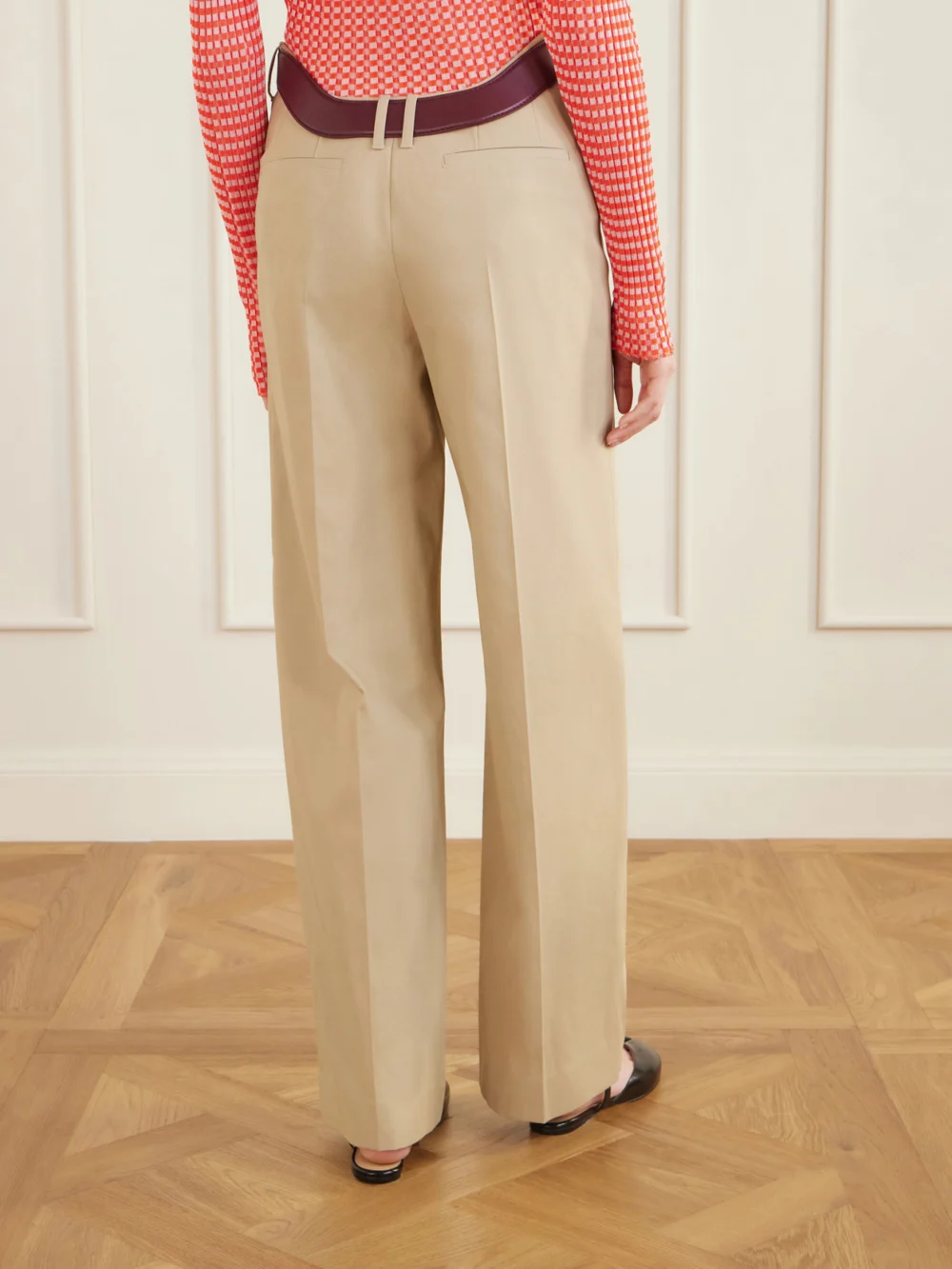 Back view of the Jean Paul Gaultier Cut-out Mid-rise Straight-leg Cotton Pants