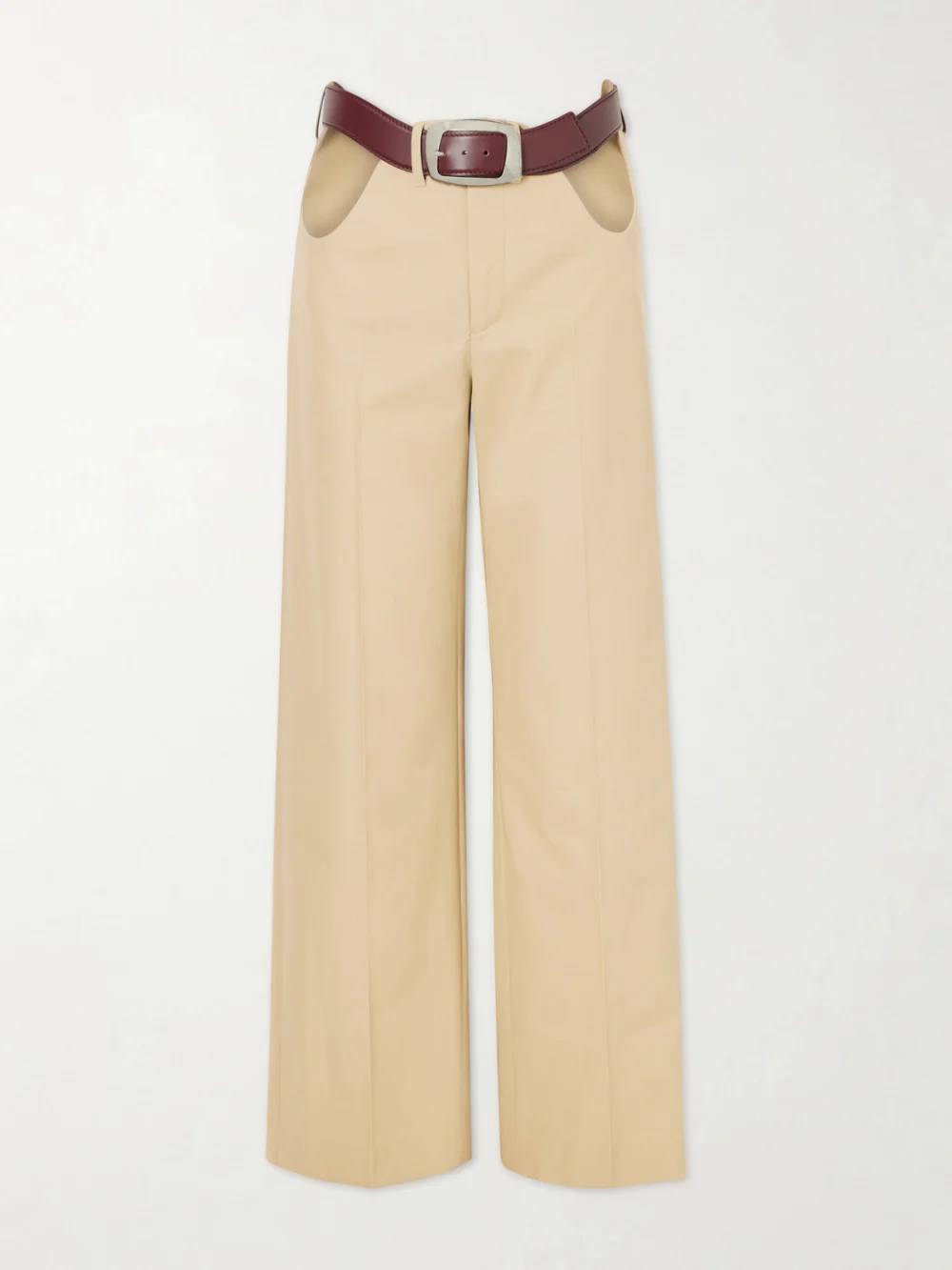 Jean Paul Gaultier Cut-out Mid-rise Straight-leg Cotton Pants in beige