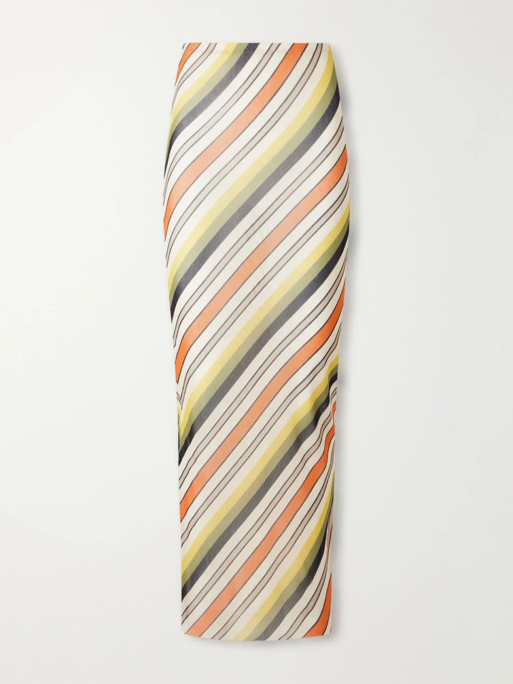 Jean Paul Gaultier Retro Stripe Printed Mesh Maxi Skirt in yellow