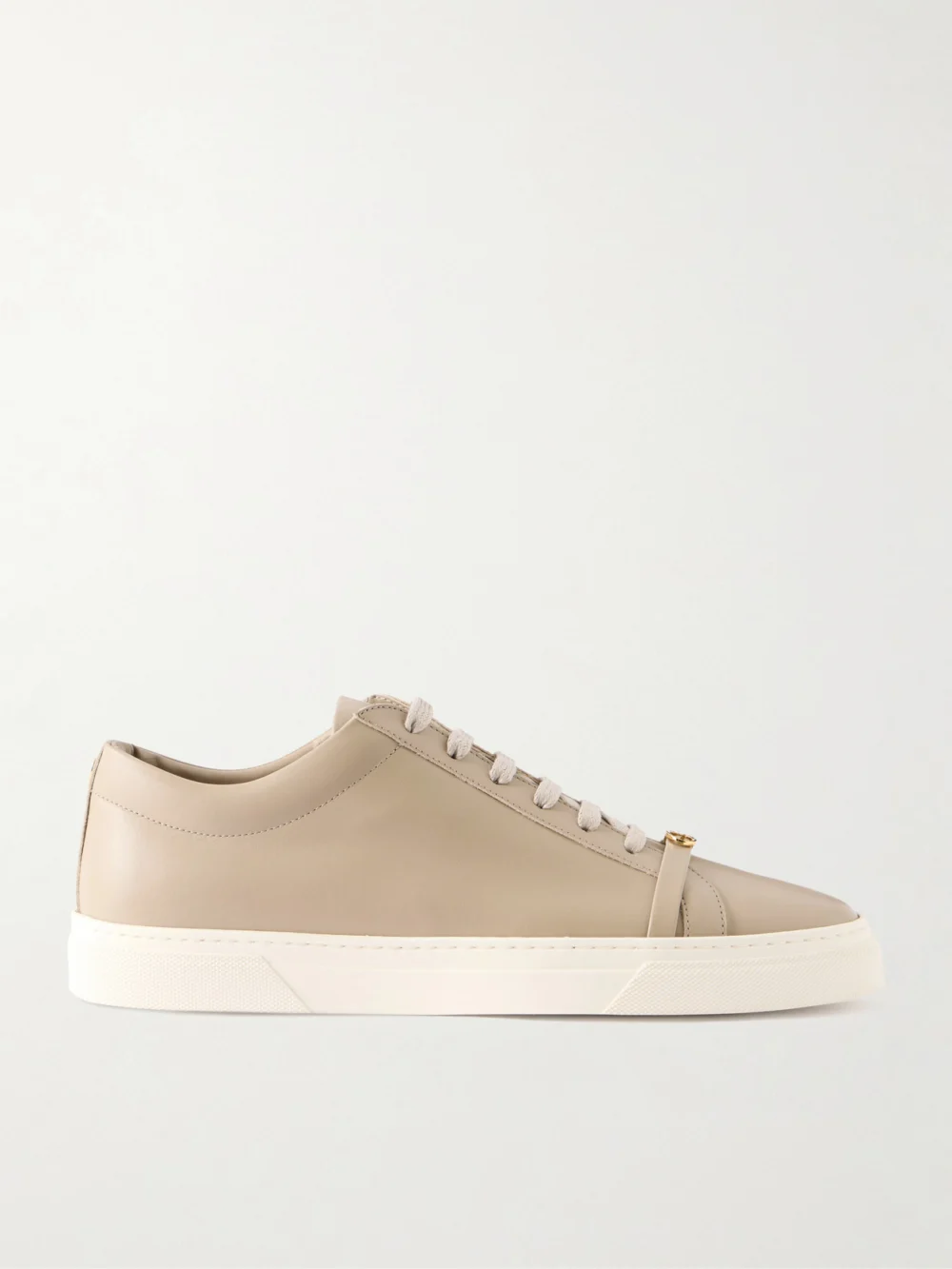 Jennifer Chamandi Embellished Leather Sneakers in taupe