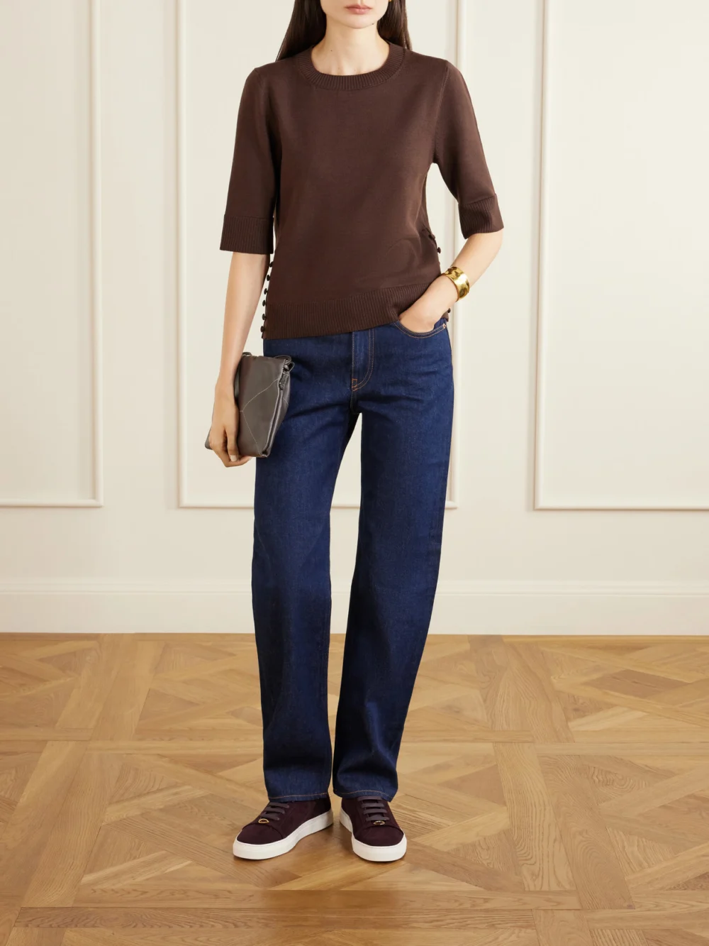 Jennifer Chamandi Embellished Suede Sneakers, styled view