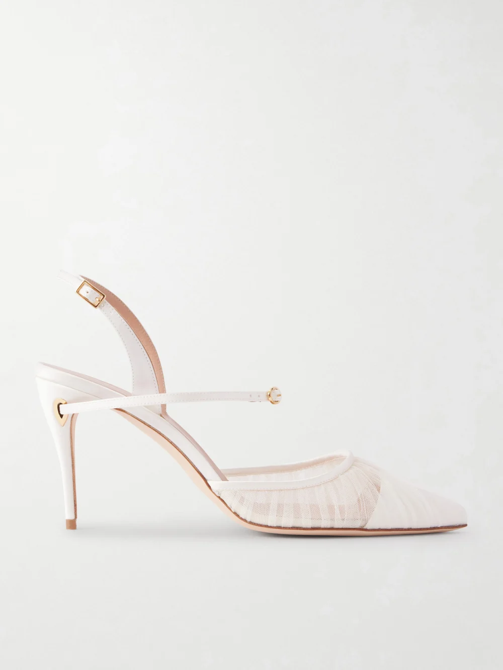 Jennifer Chamandi Mattia 85 Leather-trimmed Lace Pumps in ivory