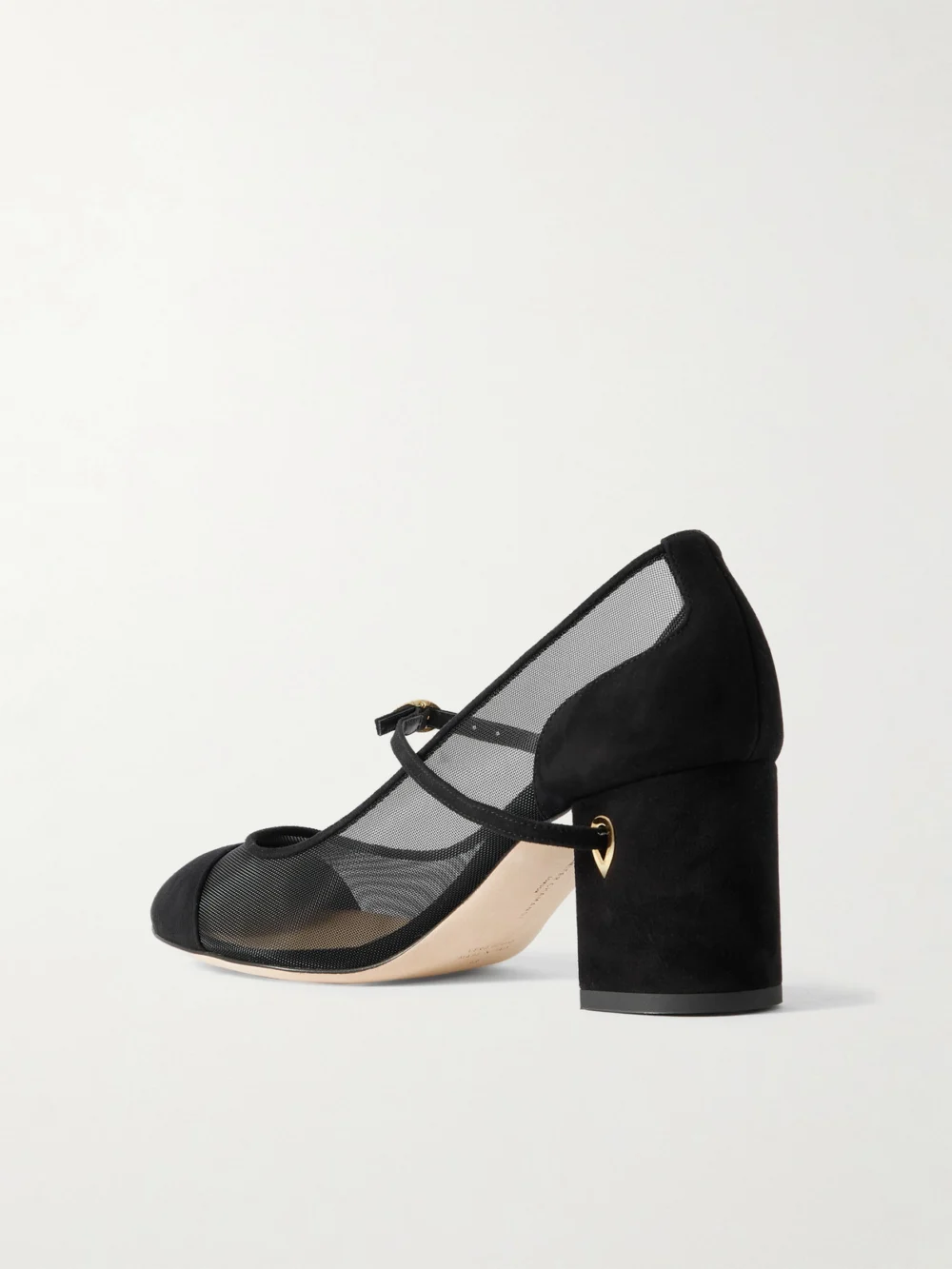 Back view of the Jennifer Chamandi Paolo 65 Mesh and Suede Pumps