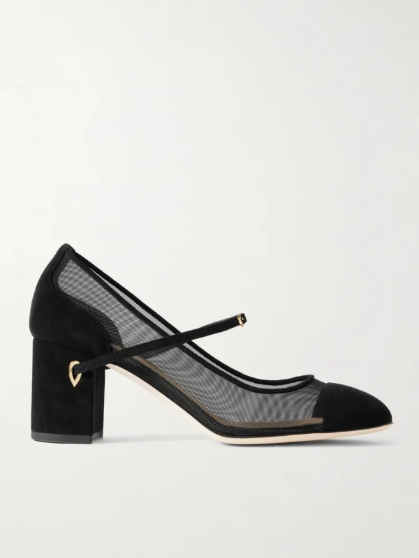 Jennifer Chamandi Paolo 65 Mesh and Suede Pumps