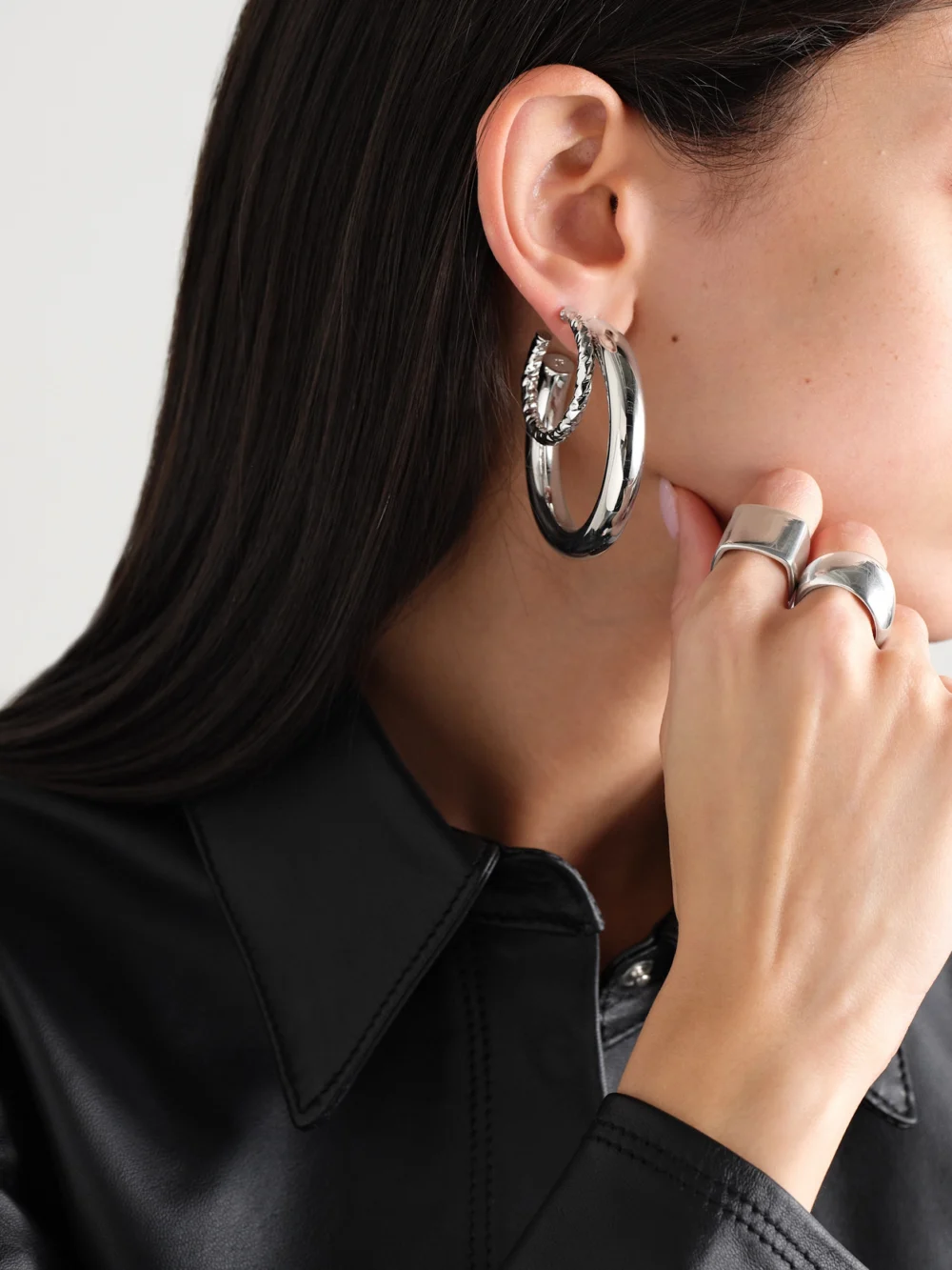 Jennifer Fisher Jamma Baby Silver-plated Hoop Earrings, styled view