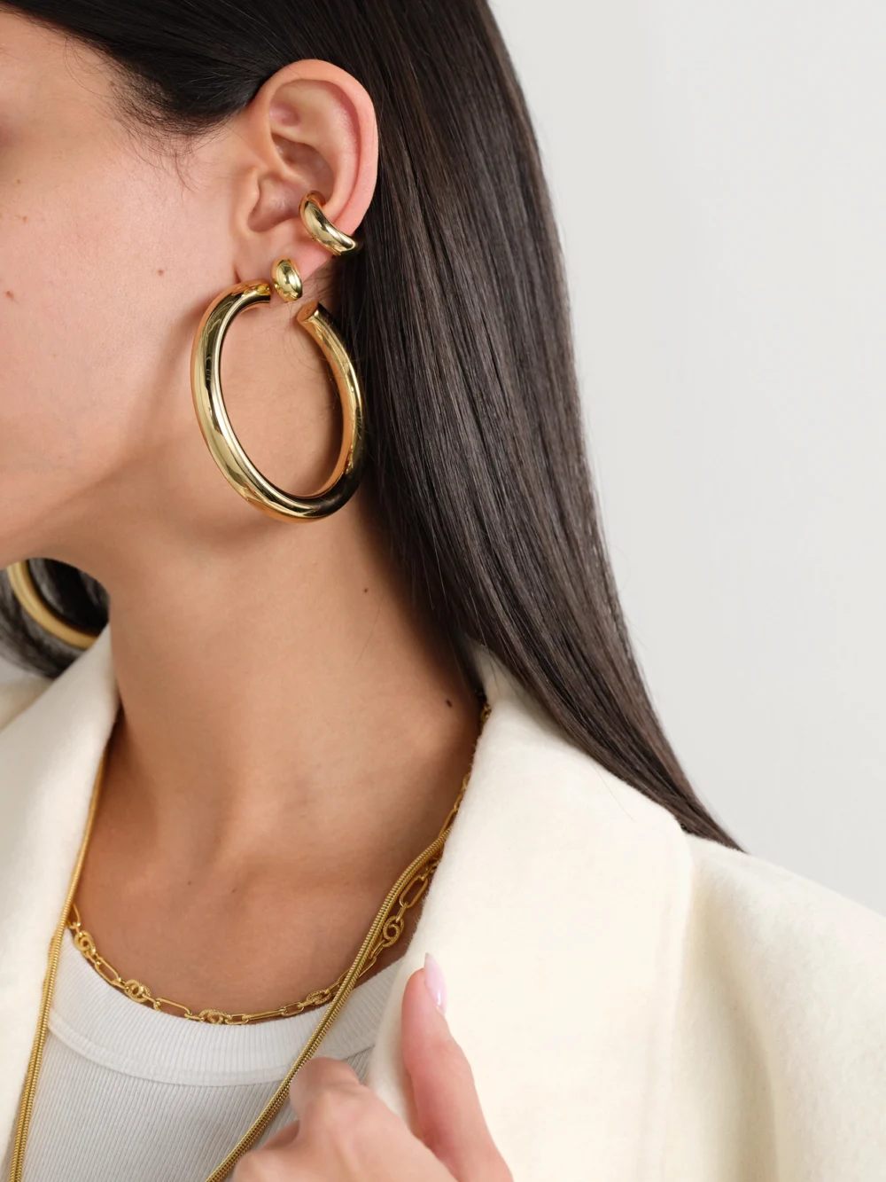 Jennifer Fisher Jamma Gold-plated Hoop Earrings, styled view